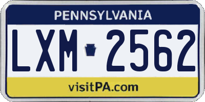 PA license plate LXM2562