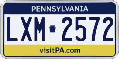 PA license plate LXM2572