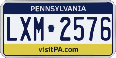 PA license plate LXM2576