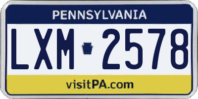 PA license plate LXM2578
