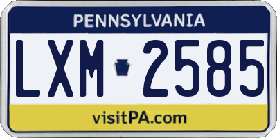 PA license plate LXM2585