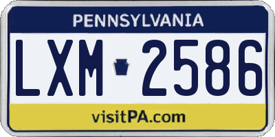 PA license plate LXM2586