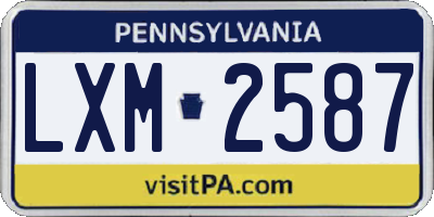 PA license plate LXM2587