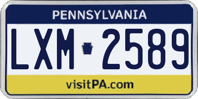 PA license plate LXM2589