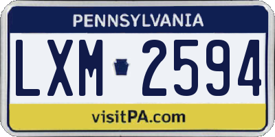 PA license plate LXM2594