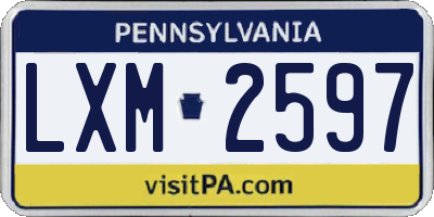 PA license plate LXM2597