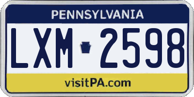 PA license plate LXM2598