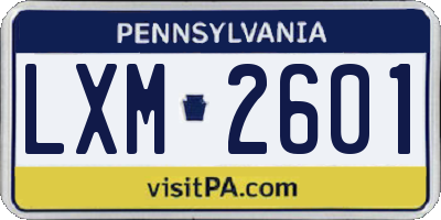 PA license plate LXM2601