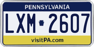 PA license plate LXM2607
