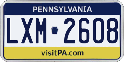 PA license plate LXM2608
