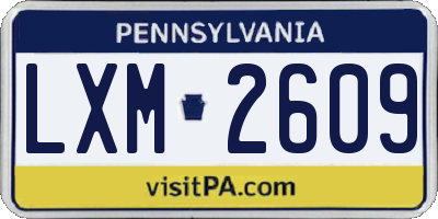 PA license plate LXM2609