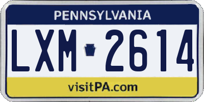 PA license plate LXM2614