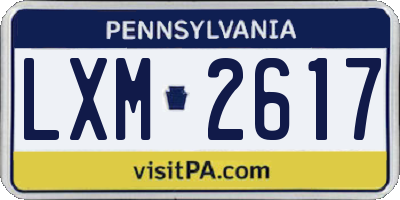 PA license plate LXM2617
