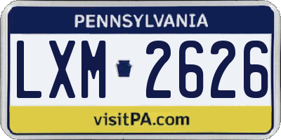 PA license plate LXM2626