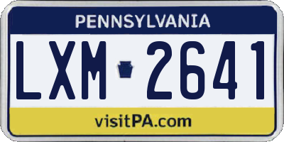 PA license plate LXM2641