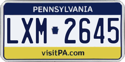 PA license plate LXM2645