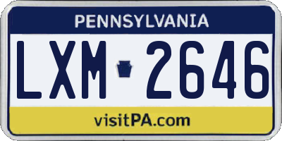 PA license plate LXM2646