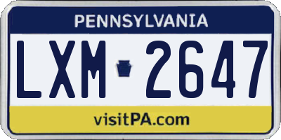 PA license plate LXM2647