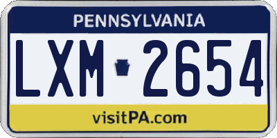 PA license plate LXM2654