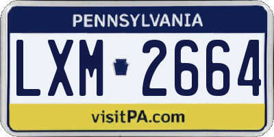 PA license plate LXM2664