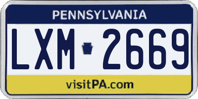 PA license plate LXM2669