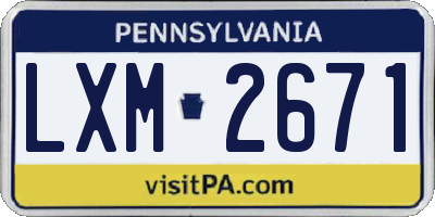 PA license plate LXM2671