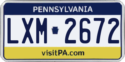 PA license plate LXM2672