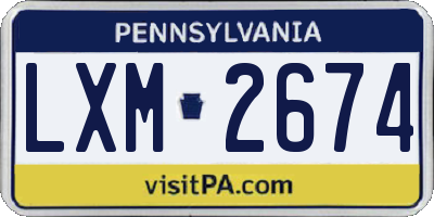 PA license plate LXM2674