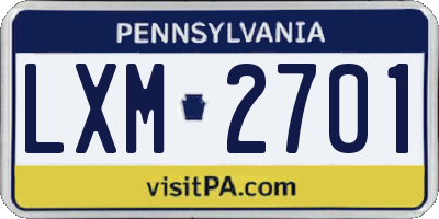 PA license plate LXM2701