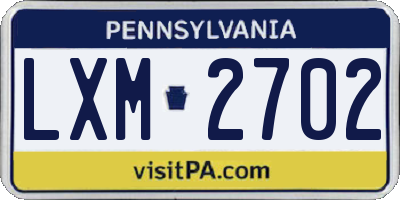PA license plate LXM2702