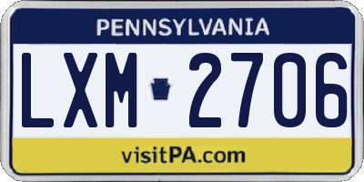 PA license plate LXM2706