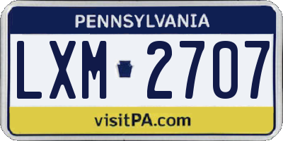 PA license plate LXM2707