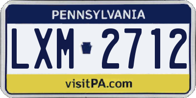 PA license plate LXM2712