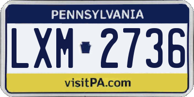 PA license plate LXM2736