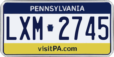 PA license plate LXM2745