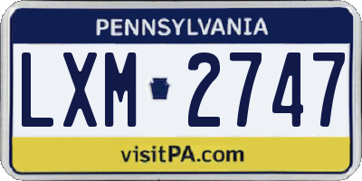 PA license plate LXM2747