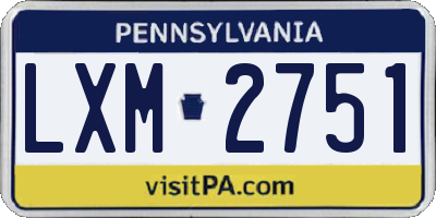 PA license plate LXM2751