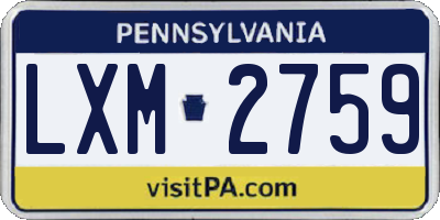 PA license plate LXM2759