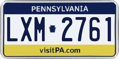 PA license plate LXM2761