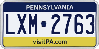 PA license plate LXM2763