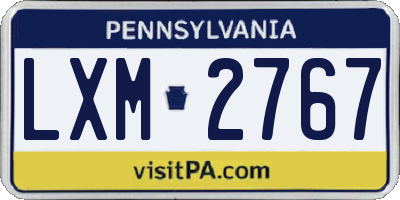 PA license plate LXM2767