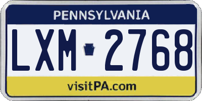 PA license plate LXM2768