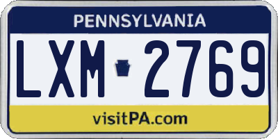 PA license plate LXM2769