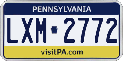 PA license plate LXM2772