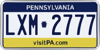 PA license plate LXM2777