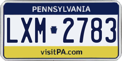 PA license plate LXM2783