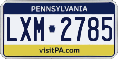 PA license plate LXM2785