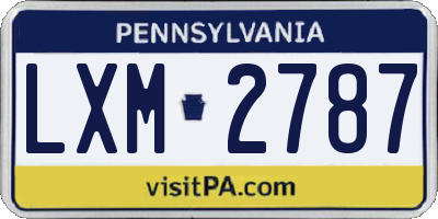 PA license plate LXM2787