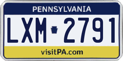 PA license plate LXM2791