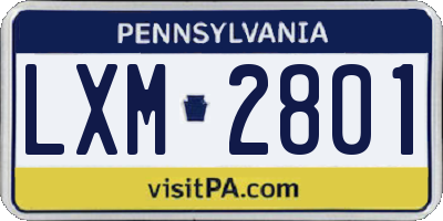 PA license plate LXM2801